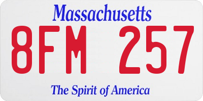 MA license plate 8FM257
