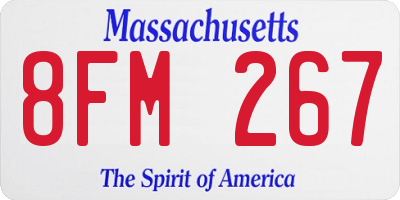 MA license plate 8FM267