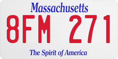 MA license plate 8FM271