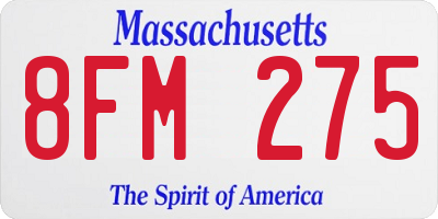 MA license plate 8FM275