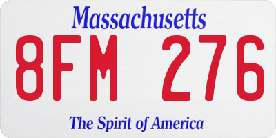 MA license plate 8FM276