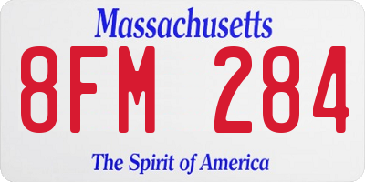 MA license plate 8FM284