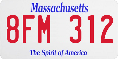 MA license plate 8FM312