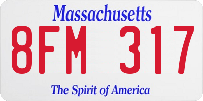 MA license plate 8FM317