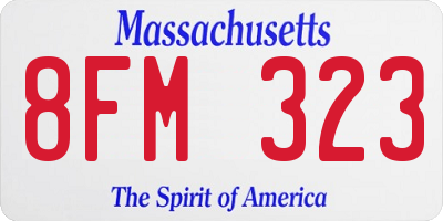 MA license plate 8FM323
