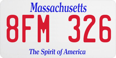 MA license plate 8FM326