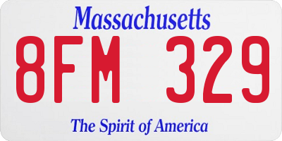 MA license plate 8FM329