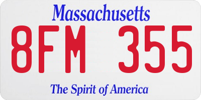 MA license plate 8FM355