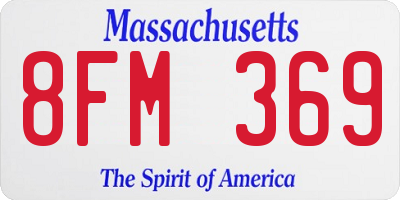 MA license plate 8FM369