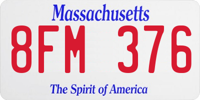 MA license plate 8FM376