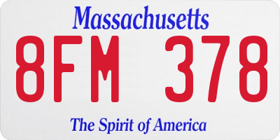 MA license plate 8FM378