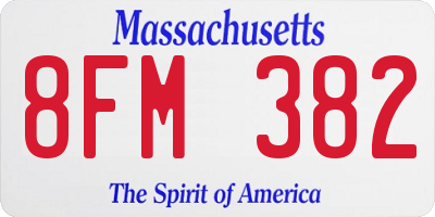MA license plate 8FM382