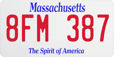MA license plate 8FM387