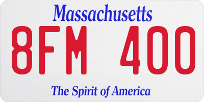 MA license plate 8FM400
