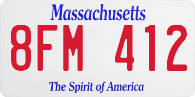 MA license plate 8FM412
