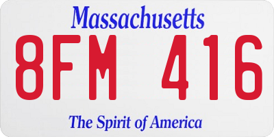 MA license plate 8FM416