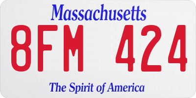 MA license plate 8FM424