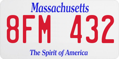 MA license plate 8FM432