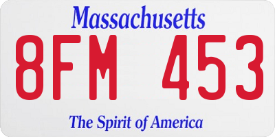 MA license plate 8FM453