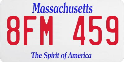 MA license plate 8FM459