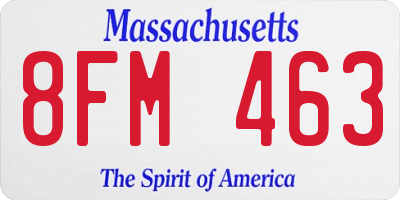 MA license plate 8FM463