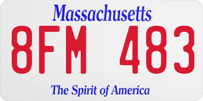 MA license plate 8FM483