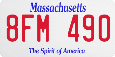 MA license plate 8FM490