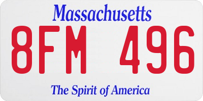 MA license plate 8FM496