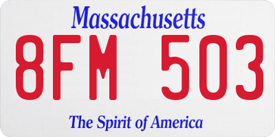 MA license plate 8FM503