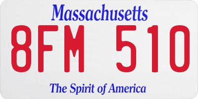 MA license plate 8FM510