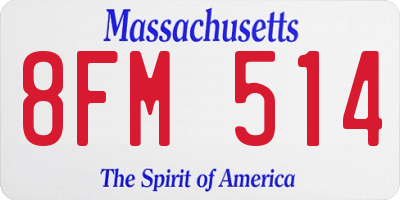 MA license plate 8FM514