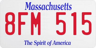 MA license plate 8FM515