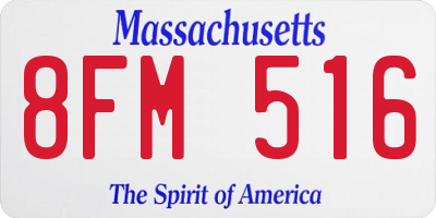 MA license plate 8FM516