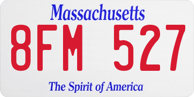 MA license plate 8FM527