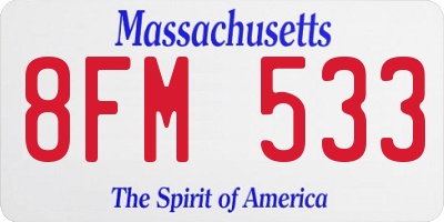 MA license plate 8FM533