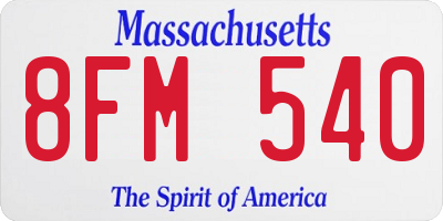 MA license plate 8FM540