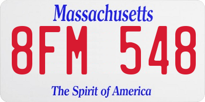 MA license plate 8FM548