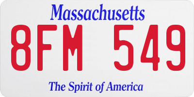 MA license plate 8FM549