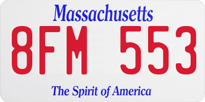 MA license plate 8FM553