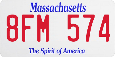 MA license plate 8FM574