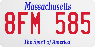 MA license plate 8FM585