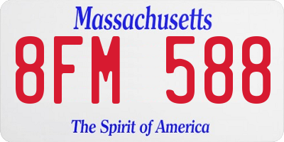 MA license plate 8FM588