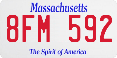 MA license plate 8FM592