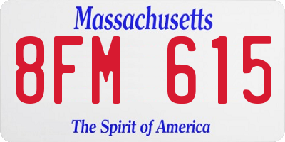 MA license plate 8FM615