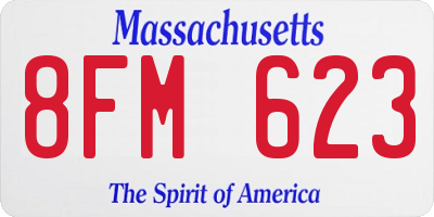 MA license plate 8FM623