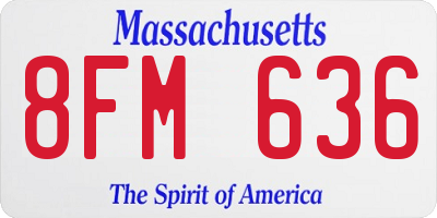 MA license plate 8FM636