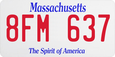MA license plate 8FM637