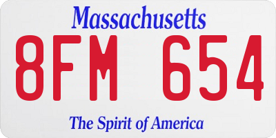 MA license plate 8FM654