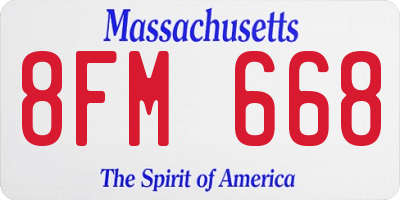 MA license plate 8FM668