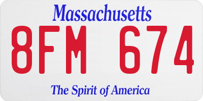 MA license plate 8FM674